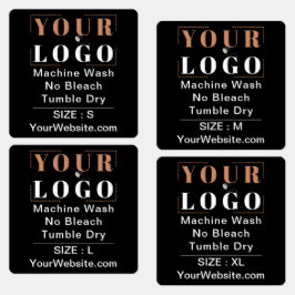 気に指示とサイズの正方形の黒い衣服 ラベル