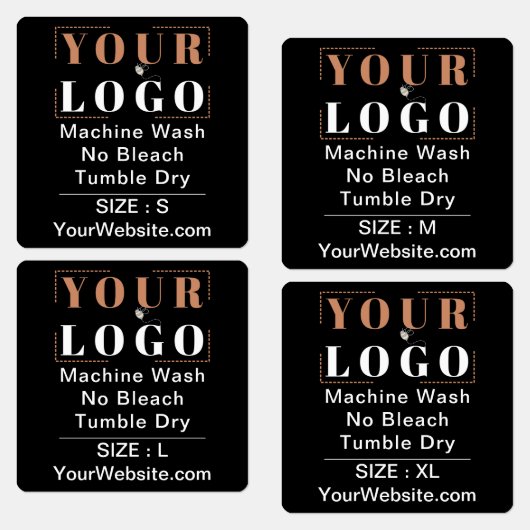 気に指示とサイズの正方形の黒い衣服 ラベル (グループ)