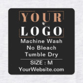 気に指示とサイズの正方形の黒い衣服 ラベル (デザイン2)