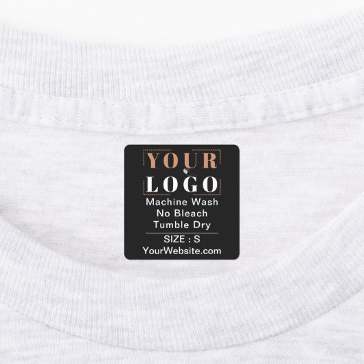 気に指示とサイズの正方形の黒い衣服 ラベル (貼付)