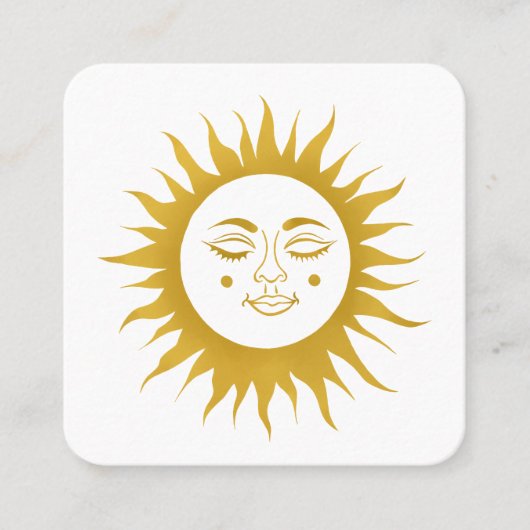 気に指示Sunshine Boho Line Art金ゴールド スクエア名刺 (正面)