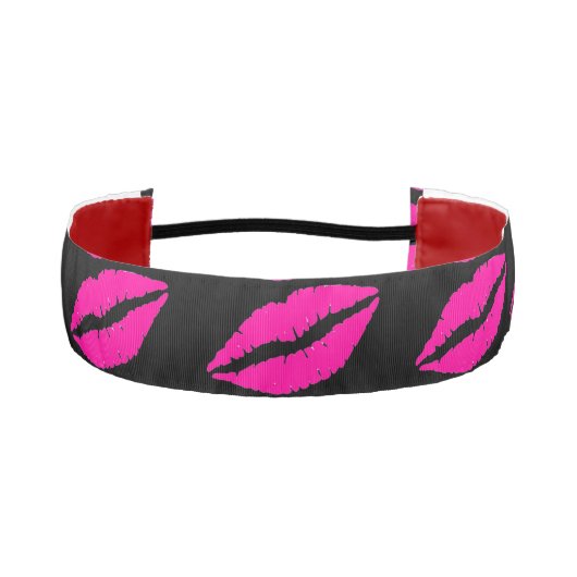 気のあるそぶりをしたなピンクの口紅 アスレチックヘッドバンド (正面)