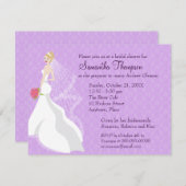 気のあるそぶりをしたなブロンドの薄紫のブライダルシャワー 招待状 (正面/裏面)