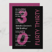 気のあるそぶりをしたな30誕生日の白黒のピンクのテンプレート 招待状 (正面/裏面)