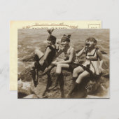 気のあるそぶりをしたヴィンテージフランスのはがきパーティー女子 ポストカード (正面/裏面)