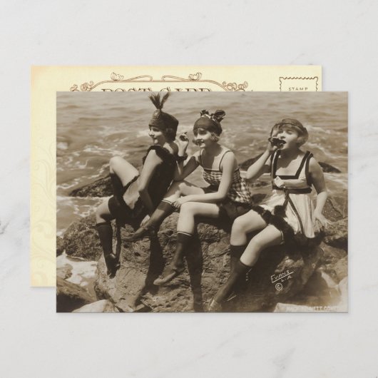 気のあるそぶりをしたヴィンテージフランスのはがきパーティー女子 ポストカード (正面/裏面)