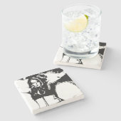 気の利いた女性 ストーンコースター (横)