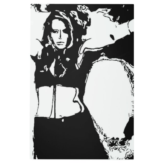 気の利いた女性 メタルプリント (正面)