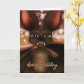 気の変な誕生日-こうもりが付いているバースデー・カード カード (黄色い花)