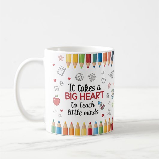 気の小さい人には大きなハート教えが必要先生 コーヒーマグカップ (左)