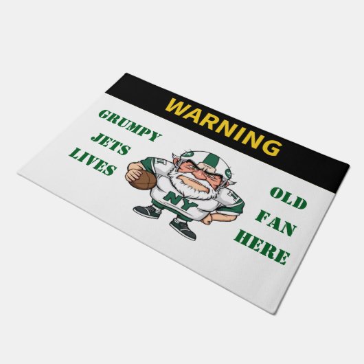 気の毒警告そうな古いジェット機のファンがここに住んでいる ドアマット (アングル)