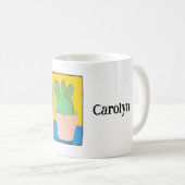 気まぐれだが可愛い、君の名前、サボテンのスケッチ。 コーヒーマグカップ (正面右)