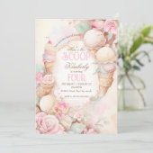 気まぐれなアイスクリーム、ピンクのヴィンテージアイスクリーム 招待状 (スタンド正面)