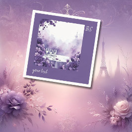 気まぐれなエッフェル塔のウェディングに紫の花が咲き誇る スタンダードカクテルナプキン