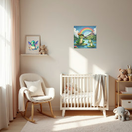 気まぐれなカエルの王子様の子供用壁時計 スクエア壁時計