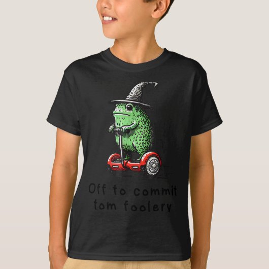 気まぐれなカエルの魔法使いが馬鹿騒ぎをしに出かける Tシャツ (正面)
