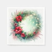 気まぐれなクリスマスのポインセチアの花輪　デコパージュ スタンダードカクテルナプキン (正面)