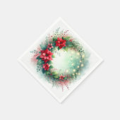 気まぐれなクリスマスのポインセチアの花輪　デコパージュ スタンダードカクテルナプキン (角)