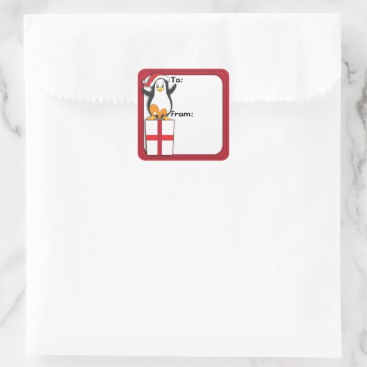 気まぐれなクリスマスペンギンギフトタグステッカー スクエアシール (バッグ)