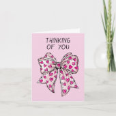 気まぐれなコケティーなボウハート ピンク どんなシーンにも カード (正面)