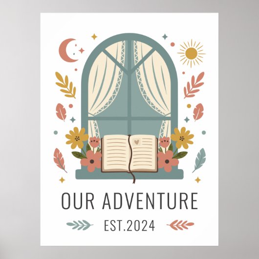 気まぐれなコテージの花の窓のイラスト ポスター (正面)