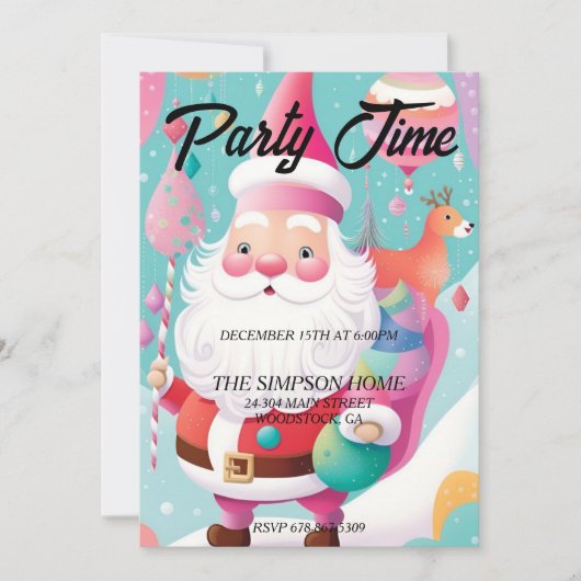気まぐれなサンタクロースのクリスマスパーティーへの招待状 招待状 (正面)