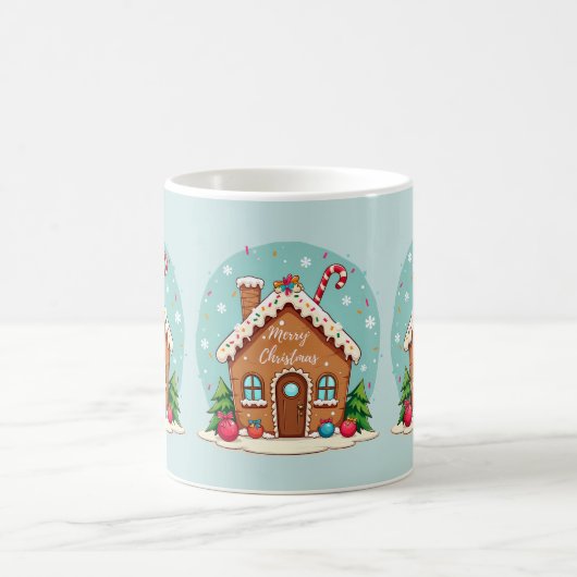 気まぐれなジンジャーブレッドハウスのクリスマスシーン コーヒーマグカップ (中央)