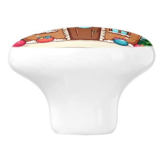 気まぐれなジンジャーブレッドハウスのクリスマスシーン セラミックノブ (側面)