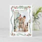 気まぐれなセージグリーンのクリスマスリボン 3枚目 シーズンカード (スタンド正面)