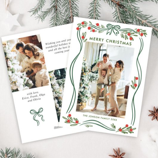 気まぐれなセージグリーンのクリスマスリボン 3枚目 シーズンカード