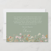 気まぐれなセージグリーンの野生の花のブライズシャワー サンキューカード (裏面)