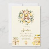 気まぐれなテディベアレモン 誕生日1周年 招待状 (正面)