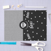 気まぐれなドクロ 黒と白の水玉とストライプ 薄葉紙 (クラフト)