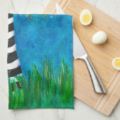 気まぐれなハッピーカラフルツリーオリジナルのアートワーク キッチンタオル (四つ折り)