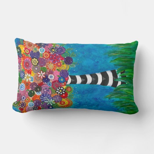 気まぐれなハッピーカラフルツリーオリジナルのアートワーク ランバークッション (正面)