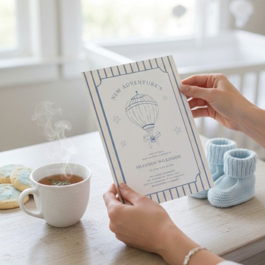 気まぐれなバルーンストライプのベイビーシャワー招待状 招待状