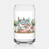 気まぐれなパステルカラーのフェアリー・テイル・コテージ・アート ガラス缶 (裏面)