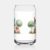 気まぐれなパステルカラーのフェアリー・テイル・コテージ・アート ガラス缶 (右)