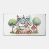 気まぐれなパステルカラーのフェアリー・テイル・コテージ・アート デスクマット (正面)