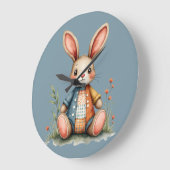気まぐれなパッチワークうさぎの隠れ家コアな森 ラージ壁時計 (傾斜)