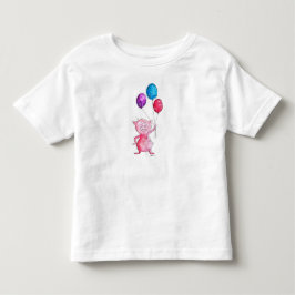 気まぐれなピンクの豚と風船 トドラーTシャツ