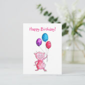気まぐれなピンクの豚と風船 ポストカード (スタンド正面)