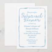 気まぐれなライトブルーのシンプルなフレーム　リハーサルディナー 招待状 (正面/裏面)