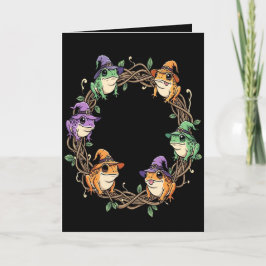 気まぐれなリースの境界線に魔女のようなカエルの装飾 シーズンカード