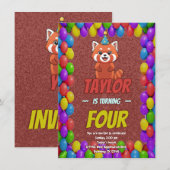 気まぐれなレッドパンダの大人の招待 招待状 (正面/裏面)