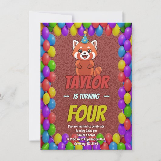 気まぐれなレッドパンダの大人の招待 招待状 (正面)