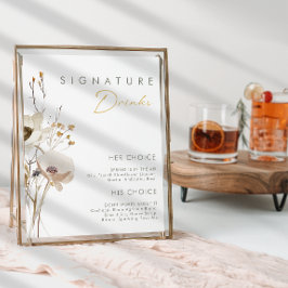 気まぐれなワイルドフラワーのシグネチャードリンクの看板 ポスター