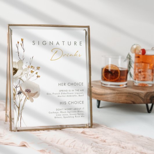 気まぐれなワイルドフラワーのシグネチャードリンクの看板 ポスター