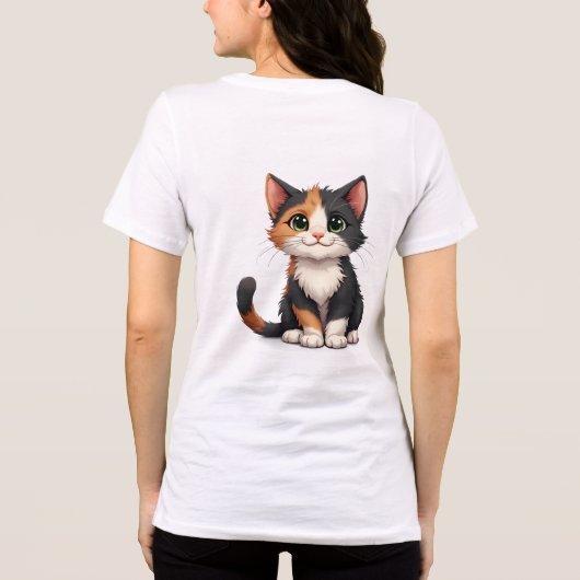 気まぐれな三色猫ちゃんのその生意気な態度 トライブレンドTシャツ (裏面)