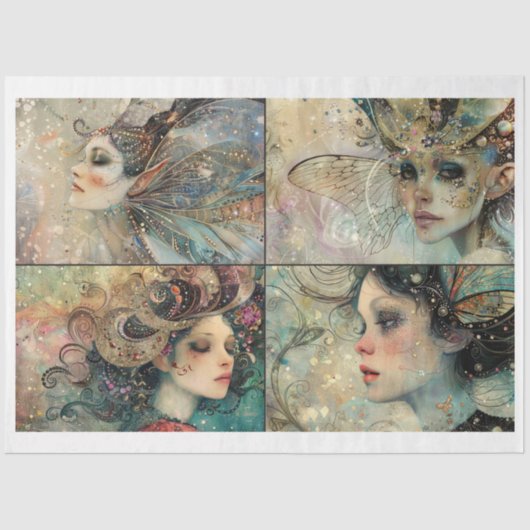 気まぐれな妖精の顔スクラップ予約ミックスメディア3 薄葉紙 (正面)